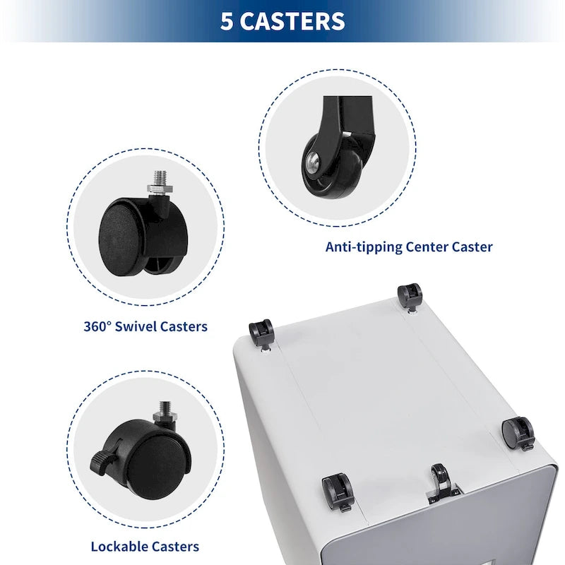3-drawer Steel Filing Cabinets with Lock Mobile Under Desk Fully Assembled Cabinet