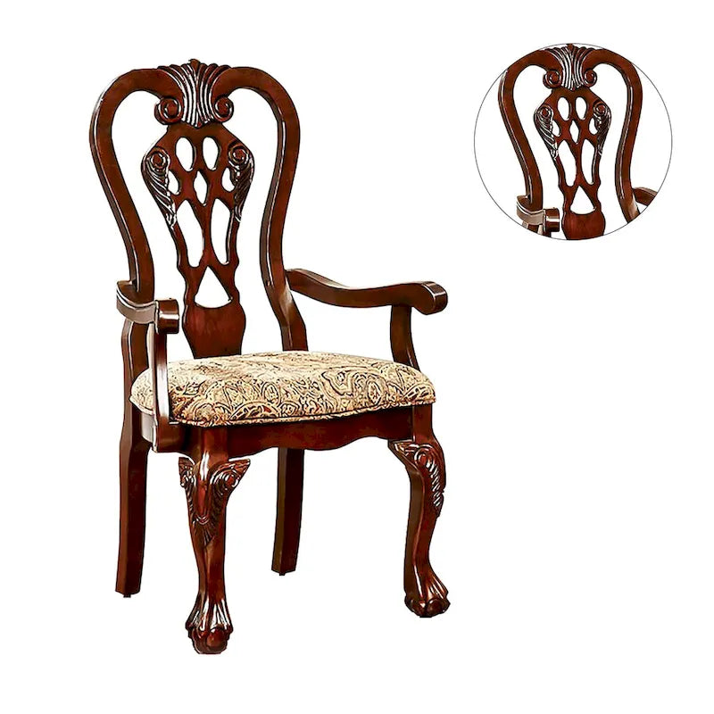 Set of 2 Fabric Dining Arm Chair in Brown Cherry