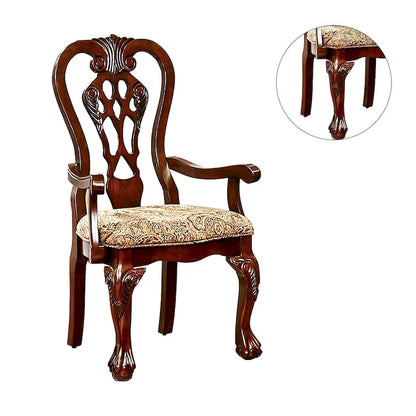 Set of 2 Fabric Dining Arm Chair in Brown Cherry