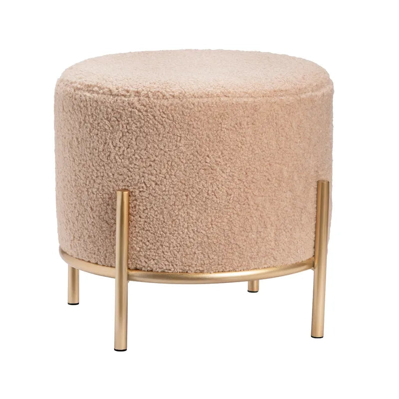 Kari Sherpa & Goldfinished Metal Stool