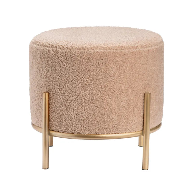 Kari Sherpa & Goldfinished Metal Stool