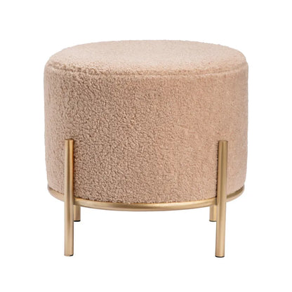 Kari Sherpa & Goldfinished Metal Stool