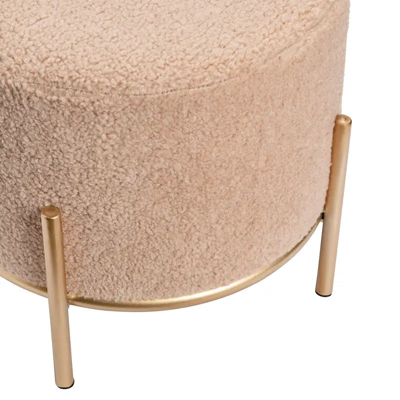 Kari Sherpa & Goldfinished Metal Stool