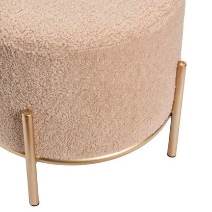Kari Sherpa & Goldfinished Metal Stool