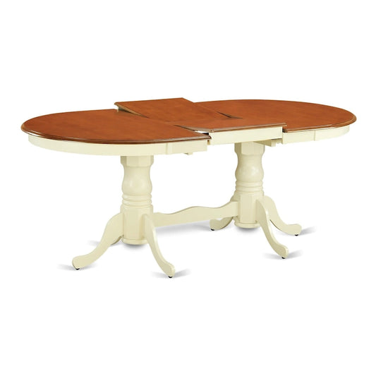 East West Furniture Plainville Kitchen Table - an Oval Dining Table Top & Double Pedestal Base, (Finish Options)