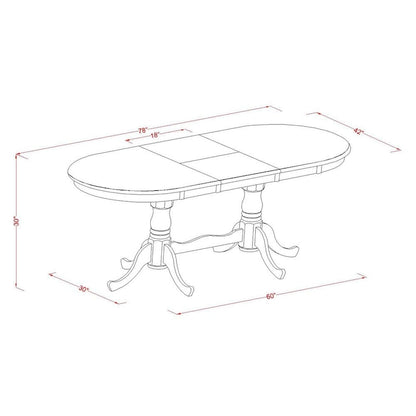 East West Furniture Plainville Kitchen Table - an Oval Dining Table Top & Double Pedestal Base, (Finish Options)
