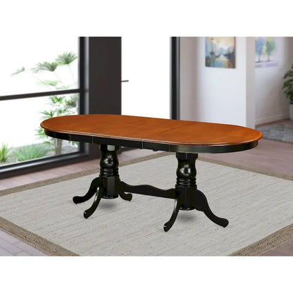 East West Furniture Plainville Kitchen Table - an Oval Dining Table Top & Double Pedestal Base, (Finish Options)
