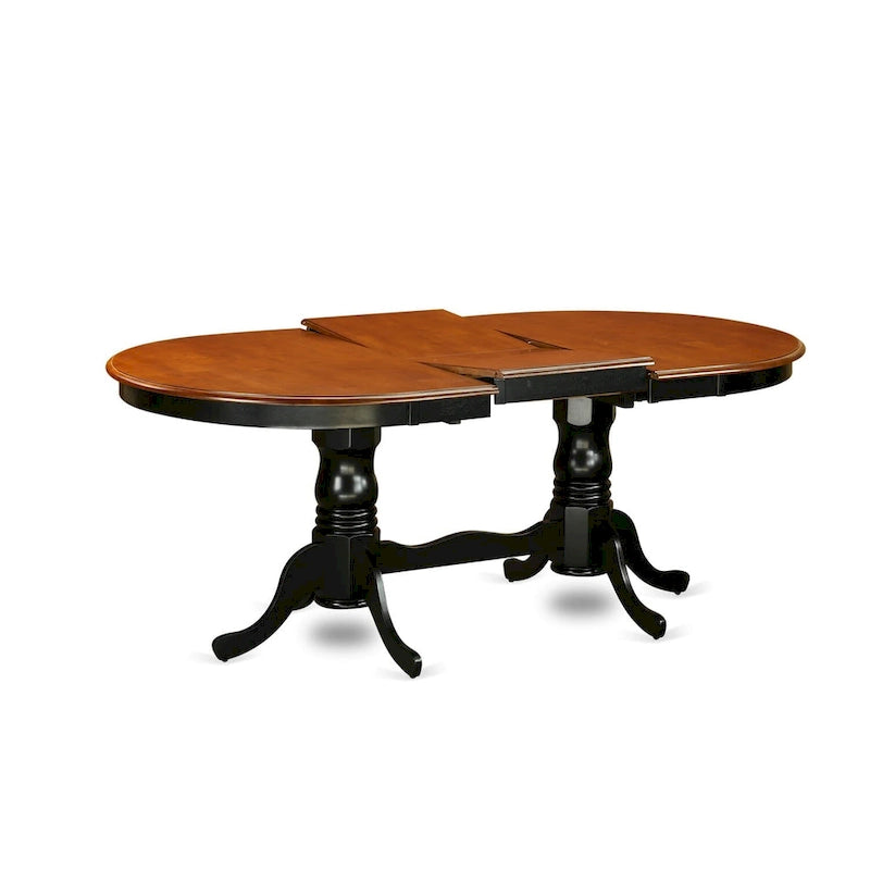 East West Furniture Plainville Kitchen Table - an Oval Dining Table Top & Double Pedestal Base, (Finish Options)