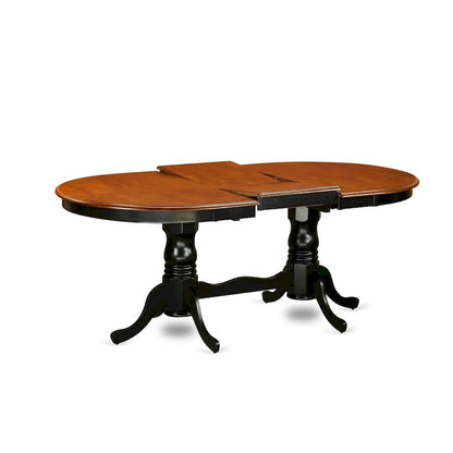 East West Furniture Plainville Kitchen Table - an Oval Dining Table Top & Double Pedestal Base, (Finish Options)