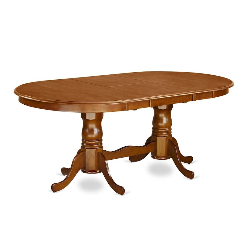 East West Furniture Plainville Kitchen Table - an Oval Dining Table Top & Double Pedestal Base, (Finish Options)
