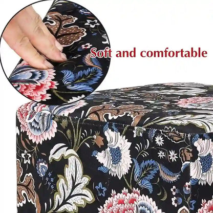 Adeco Square Velvet Ottoman Upholstered Stool Vanity Gold Plating Base