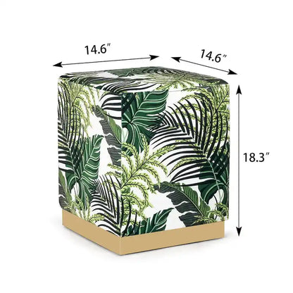 Adeco Square Velvet Ottoman Upholstered Stool Vanity Gold Plating Base