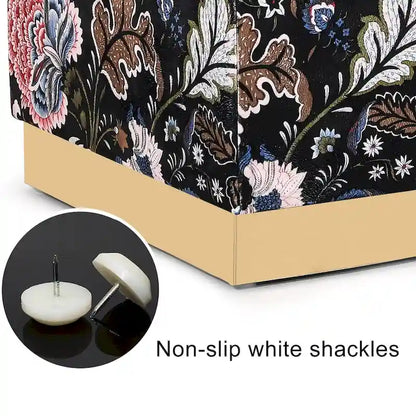 Adeco Square Velvet Ottoman Upholstered Stool Vanity Gold Plating Base