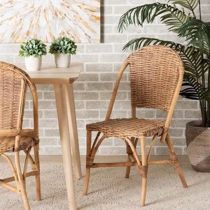 Neola Modern Bohemian Natural Rattan Dining Chair