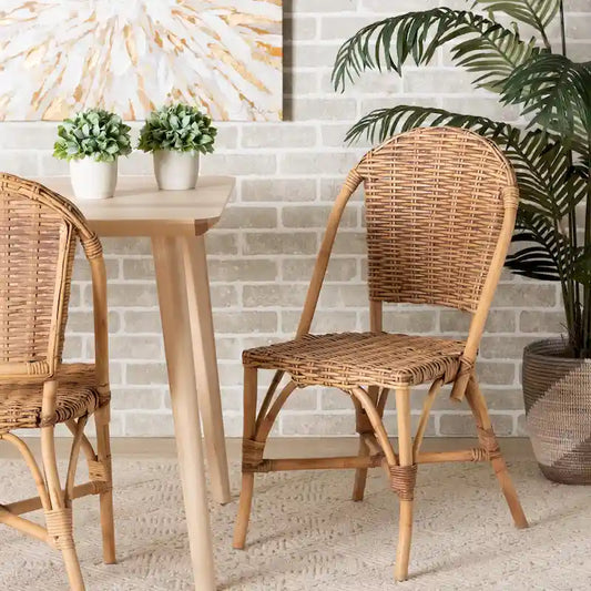 Neola Modern Bohemian Natural Rattan Dining Chair