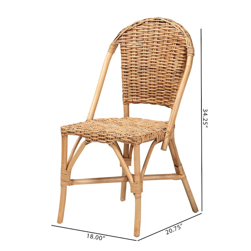 Neola Modern Bohemian Natural Rattan Dining Chair