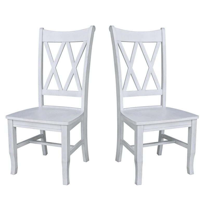 Double X-Back Solid Wood Chairs - Set of Two