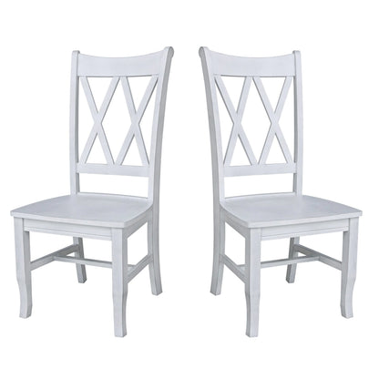 Double X-Back Solid Wood Chairs - Set of Two