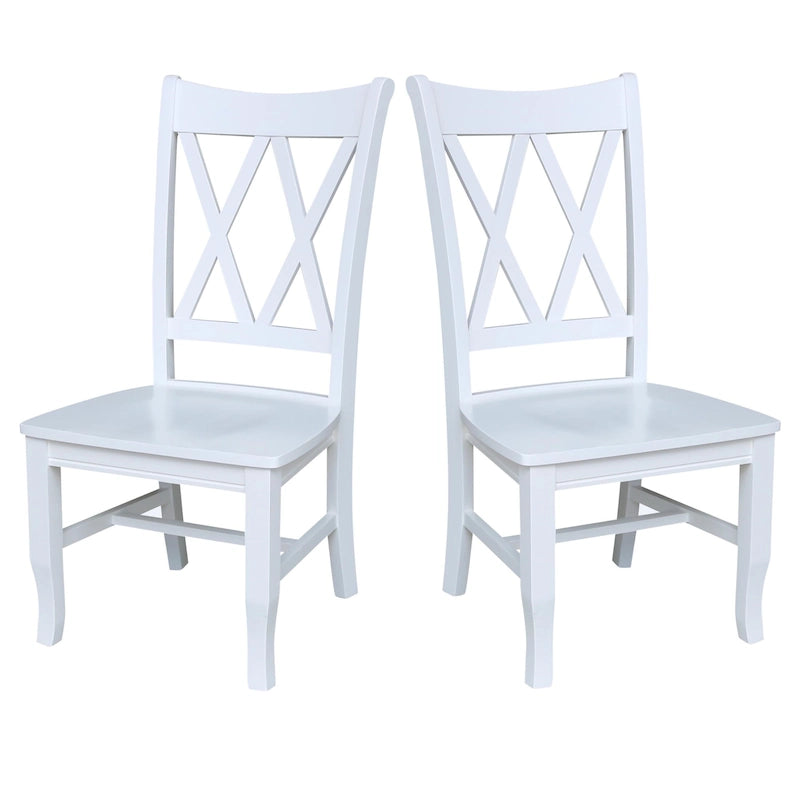 Double X-Back Solid Wood Chairs - Set of Two