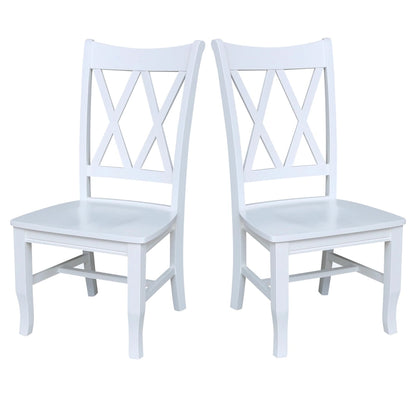Double X-Back Solid Wood Chairs - Set of Two