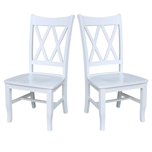 Double X-Back Solid Wood Chairs - Set of Two