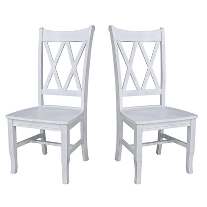 Double X-Back Solid Wood Chairs - Set of Two