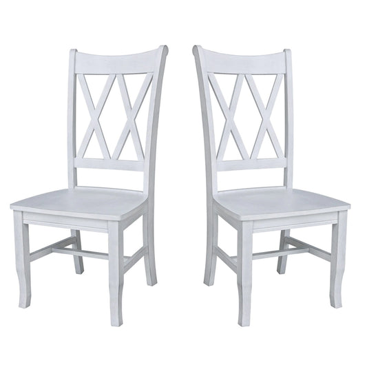 Double X-Back Solid Wood Chairs - Set of Two