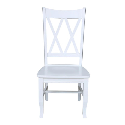 Double X-Back Solid Wood Chairs - Set of Two