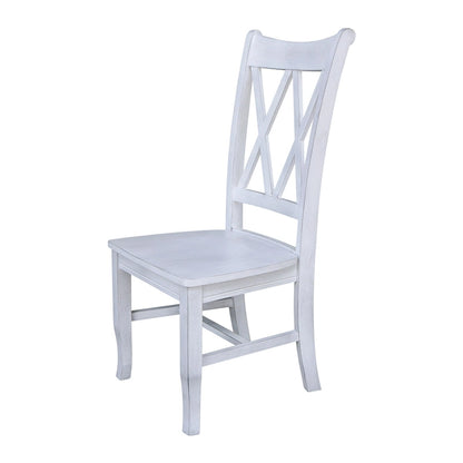 Double X-Back Solid Wood Chairs - Set of Two