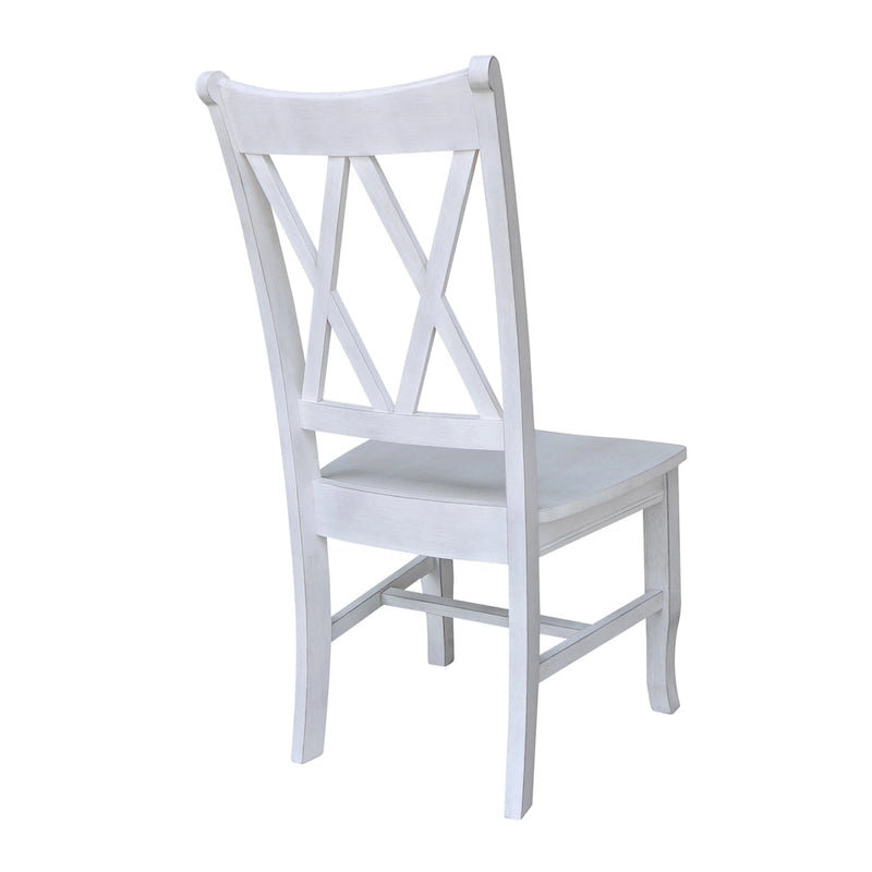 Double X-Back Solid Wood Chairs - Set of Two