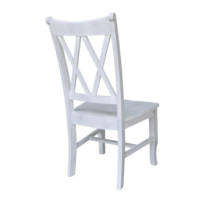 Double X-Back Solid Wood Chairs - Set of Two