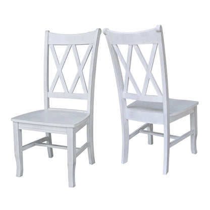 Double X-Back Solid Wood Chairs - Set of Two