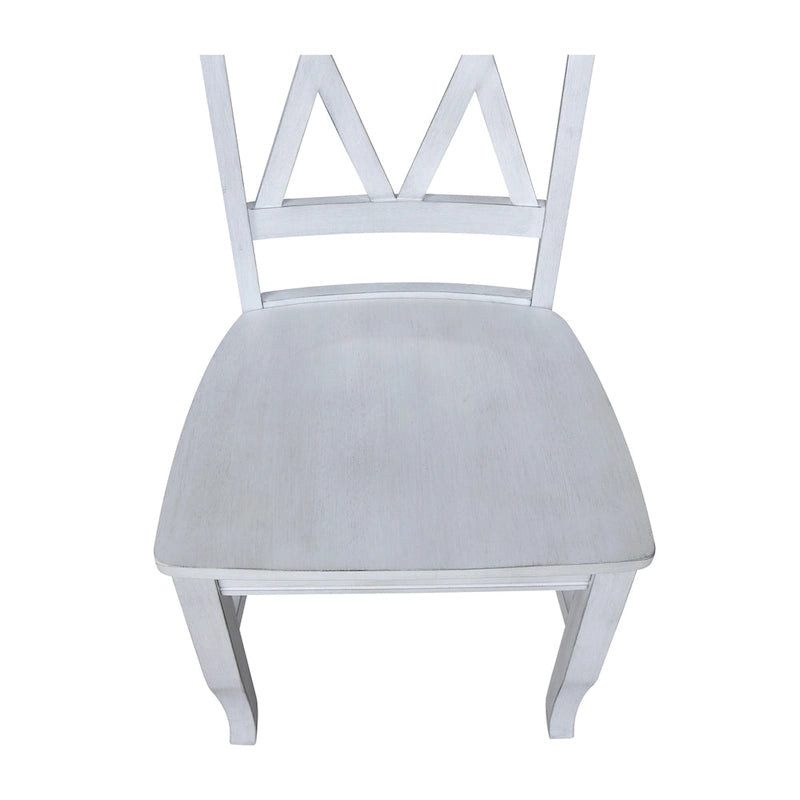 Double X-Back Solid Wood Chairs - Set of Two