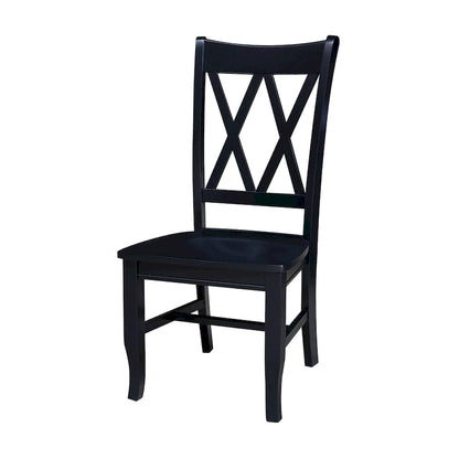 Double X-Back Solid Wood Chairs - Set of Two