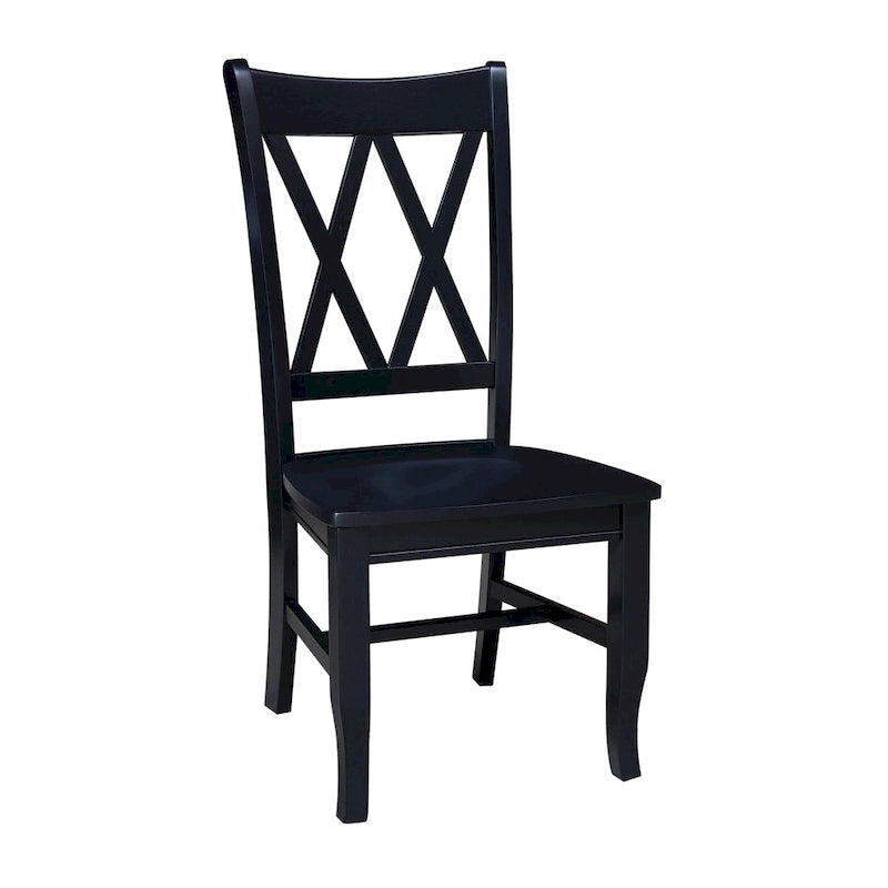 Double X-Back Solid Wood Chairs - Set of Two