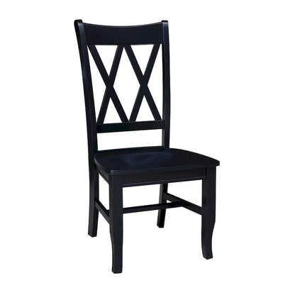 Double X-Back Solid Wood Chairs - Set of Two