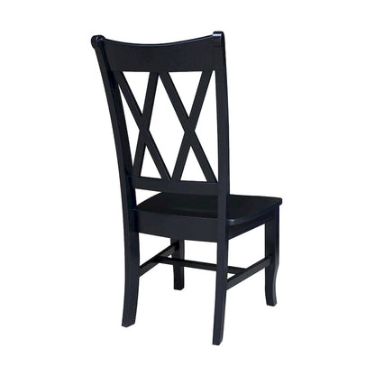 Double X-Back Solid Wood Chairs - Set of Two