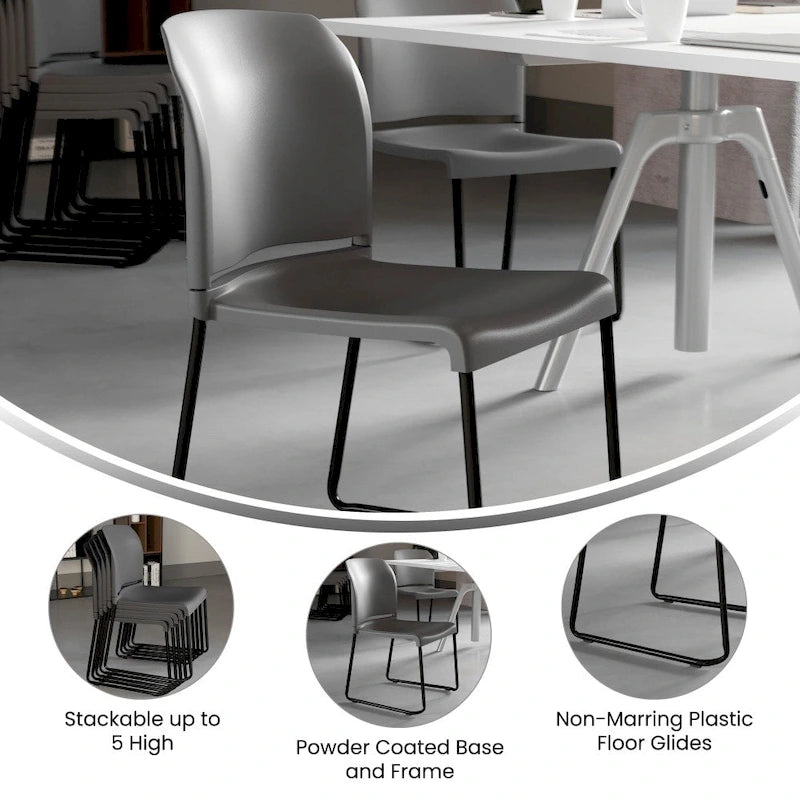 880 lb. Capacity Full Back Contoured Stack Chair with Powder Coated Sled Base