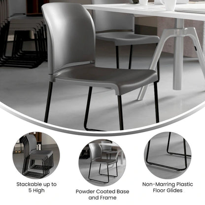 880 lb. Capacity Full Back Contoured Stack Chair with Powder Coated Sled Base