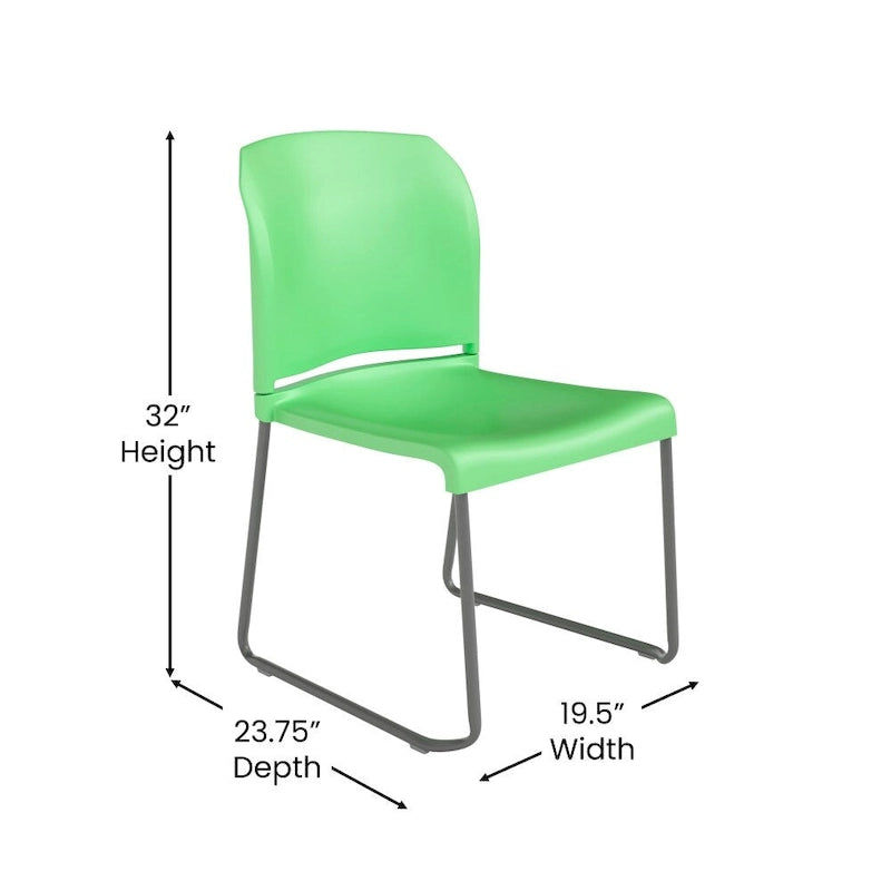 880 lb. Capacity Full Back Contoured Stack Chair with Powder Coated Sled Base