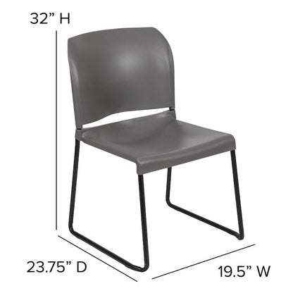 880 lb. Capacity Full Back Contoured Stack Chair with Powder Coated Sled Base