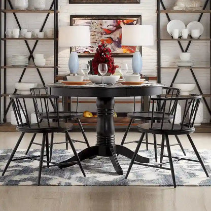 Wilmington Black Round Pedestal Dining Table by iNSPIRE Q Classic - Dining Table