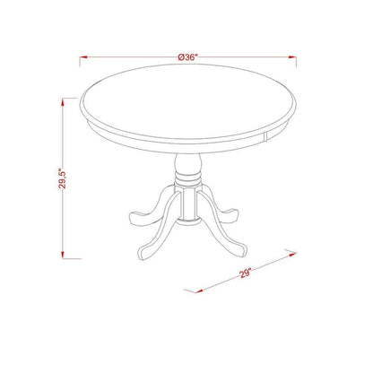 East West Furniture Dining Table Set- A Round Kitchen Table and Light Beige Linen Fabric Chairs, Linen White (Pieces Options)