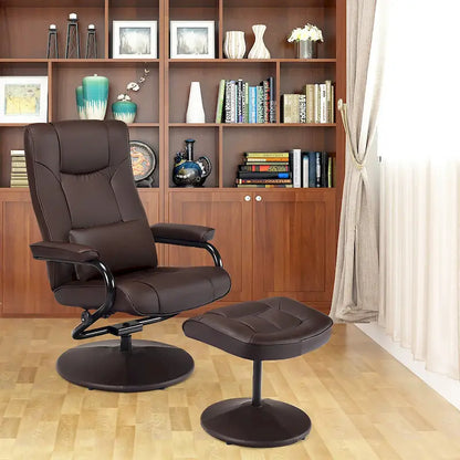 Recliner Chair 360 Degree Swivel PU Leather Chair with Footrest