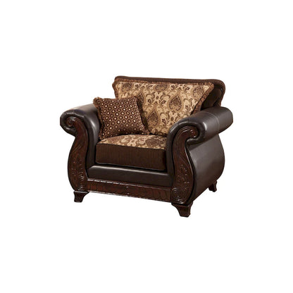 Corz Traditional Faux Leather Padded Damask Pattern Armchair by Furniture of America