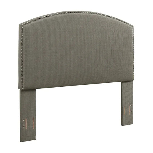 Cassie Curved Upholstered Full/Queen Headboard in Shadow Grey Linen
