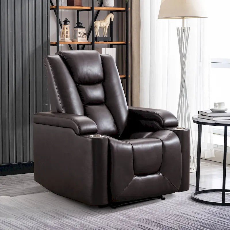 Power Leather Recliner Chair Home Theater Seating Soft