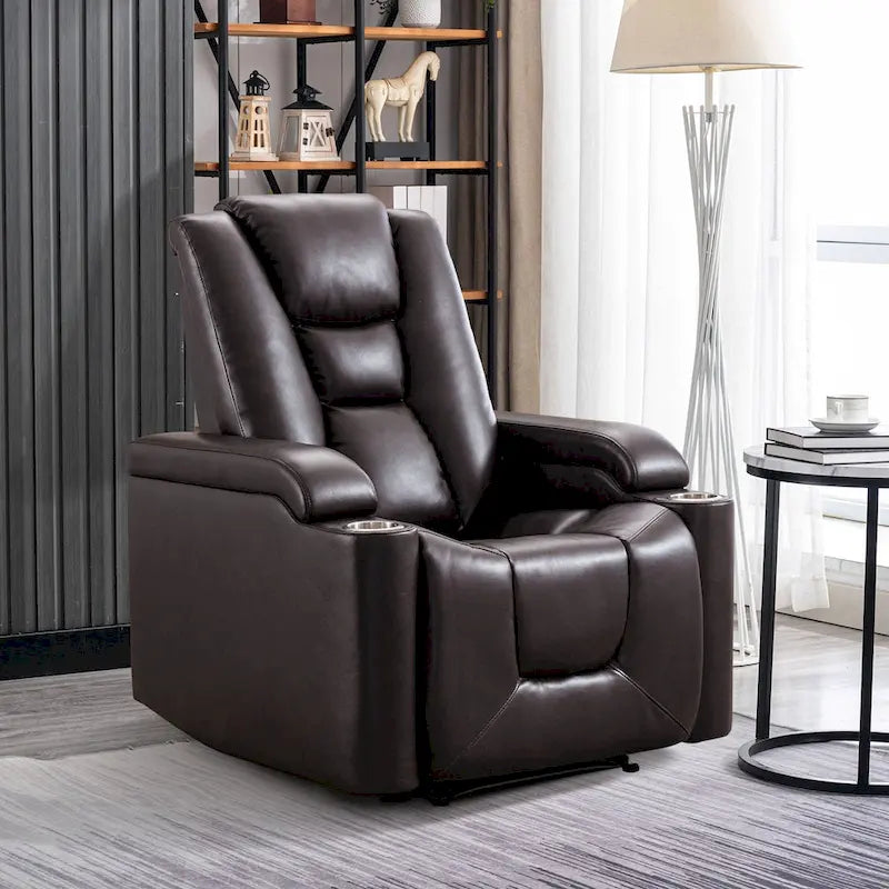 Power Leather Recliner Chair Home Theater Seating Soft