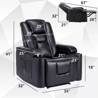 Power Leather Recliner Chair Home Theater Seating Soft