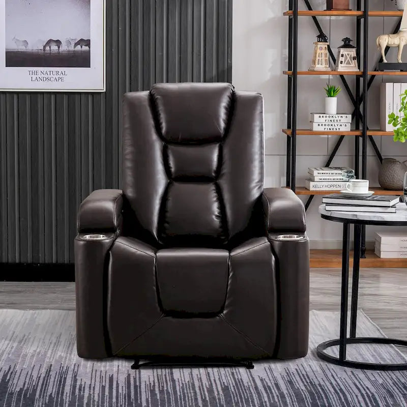 Power Leather Recliner Chair Home Theater Seating Soft